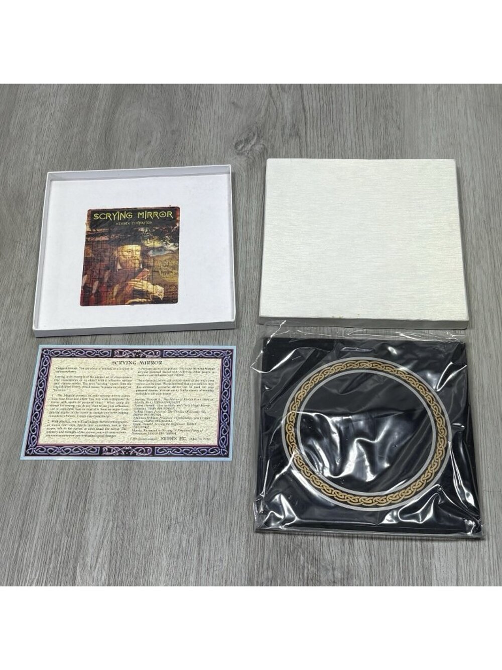Vtg 2002 Black Scrying Mirror Concave 7.5” Xeonix Divination 2002 in Box Spirits